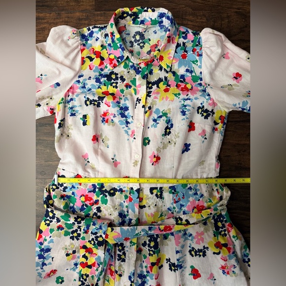 Boden Clara Linen Maxi Shirt Dress Cluster Floral Print Sz 8 Boho Chic Spring - Picture 12 of 16